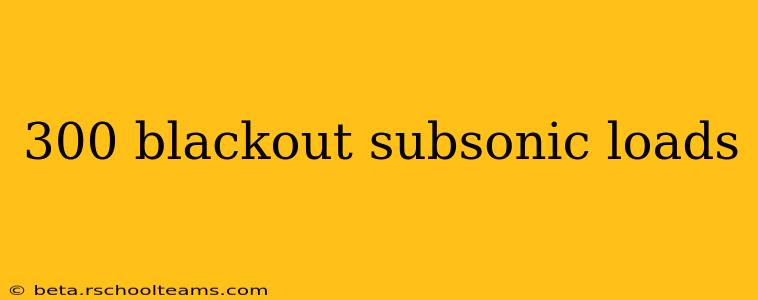 300 blackout subsonic loads