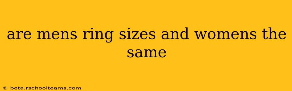 are mens ring sizes and womens the same