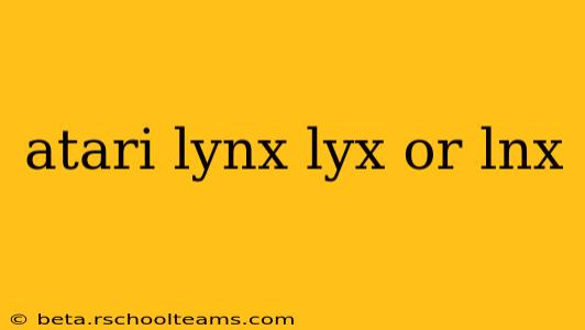 atari lynx lyx or lnx