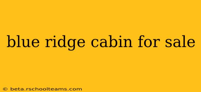 blue ridge cabin for sale