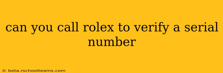 can you call rolex to verify a serial number