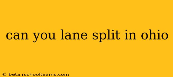 can you lane split in ohio