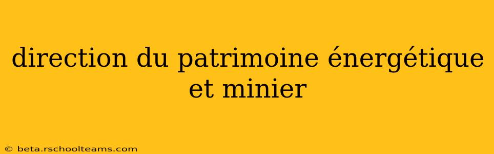 direction du patrimoine énergétique et minier