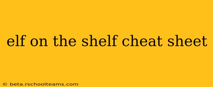 elf on the shelf cheat sheet