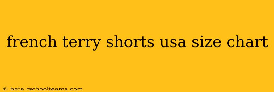 french terry shorts usa size chart