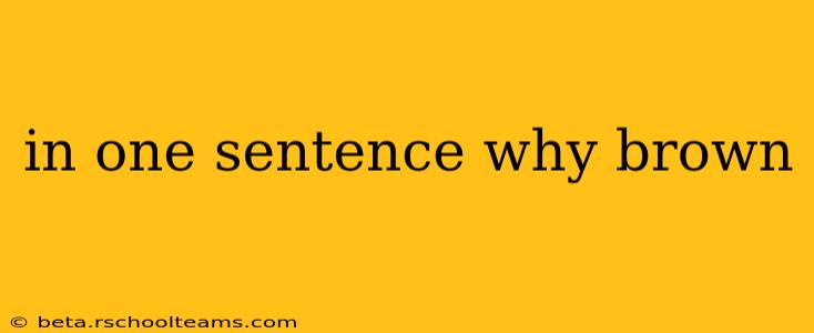 in one sentence why brown in one sentence why brown