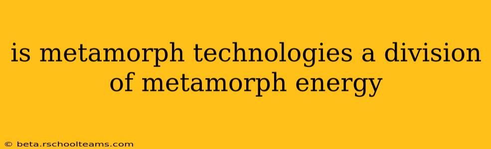 is metamorph technologies a division of metamorph energy