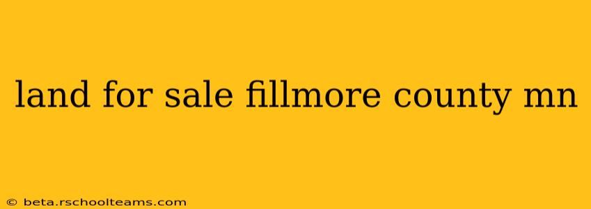 land for sale fillmore county mn