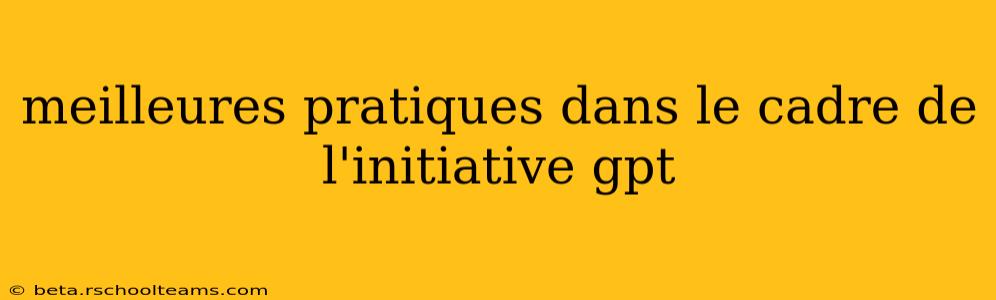 meilleures pratiques dans le cadre de l'initiative gpt