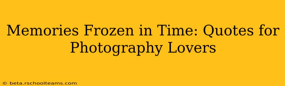 Memories Frozen in Time: Quotes for Photography Lovers
