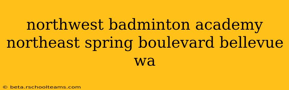 northwest badminton academy northeast spring boulevard bellevue wa