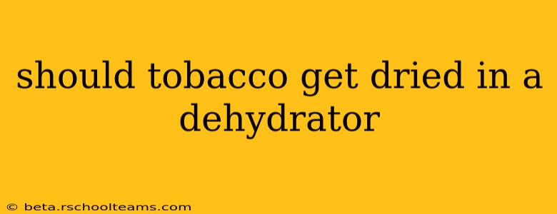 should tobacco get dried in a dehydrator