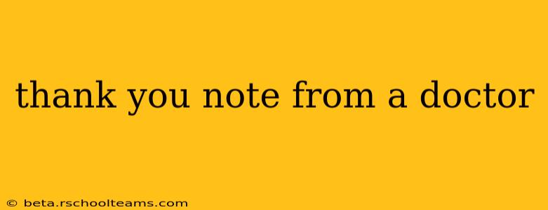 thank you note from a doctor
