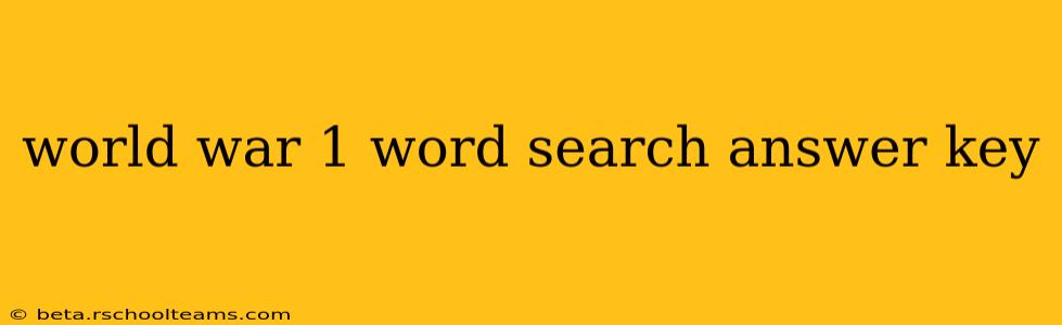 world war 1 word search answer key