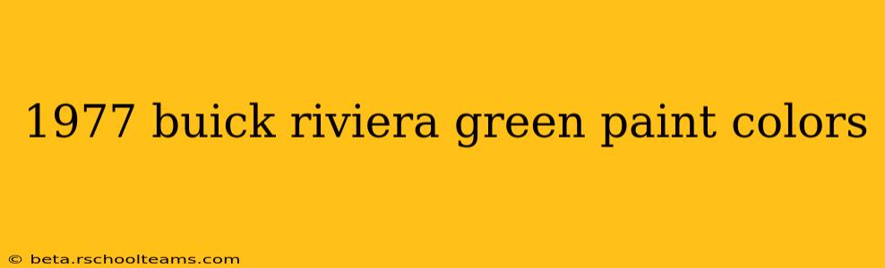 1977 buick riviera green paint colors