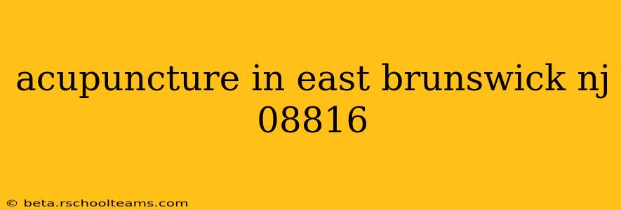 acupuncture in east brunswick nj 08816