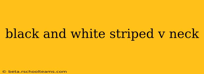 black and white striped v neck