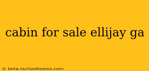 cabin for sale ellijay ga