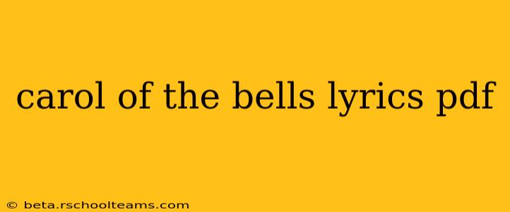 carol of the bells lyrics pdf