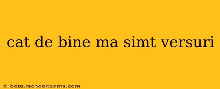 cat de bine ma simt versuri
