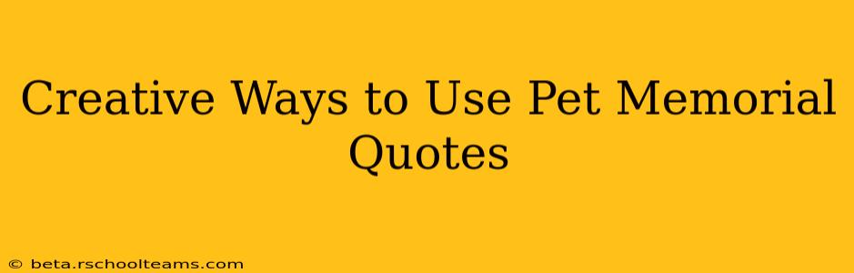 Creative Ways to Use Pet Memorial Quotes