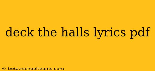 deck the halls lyrics pdf