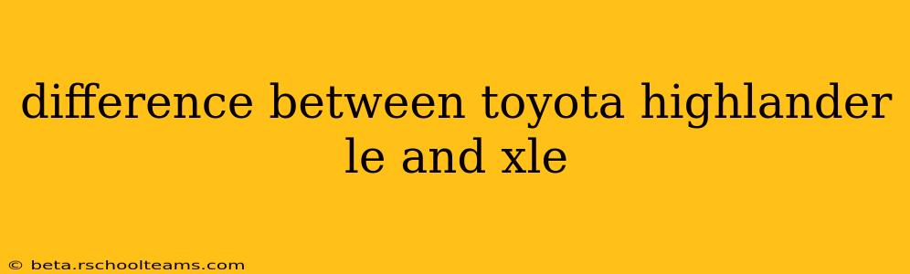 difference between toyota highlander le and xle