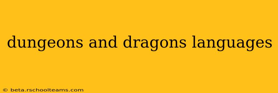 dungeons and dragons languages