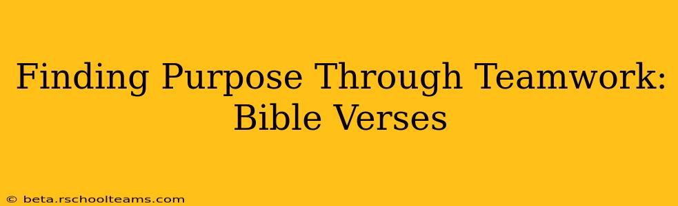 Finding Purpose Through Teamwork: Bible Verses