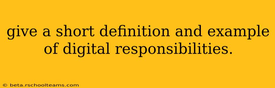 give a short definition and example of digital responsibilities.