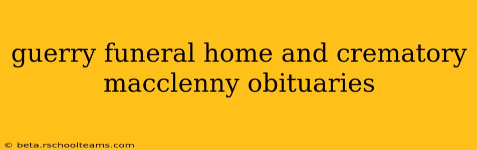 guerry funeral home and crematory macclenny obituaries