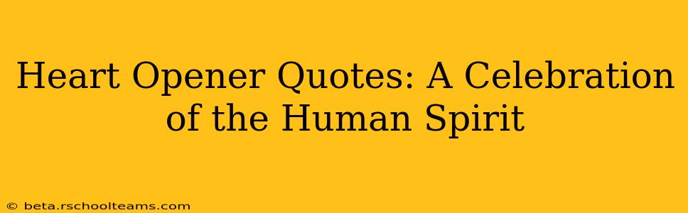 Heart Opener Quotes: A Celebration of the Human Spirit
