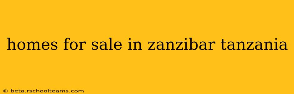 homes for sale in zanzibar tanzania