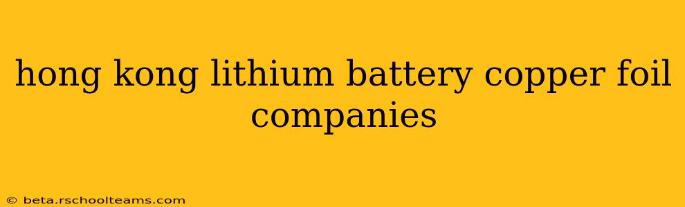 hong kong lithium battery copper foil companies