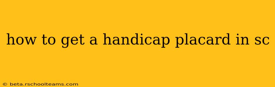 how to get a handicap placard in sc