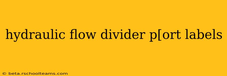 hydraulic flow divider p[ort labels
