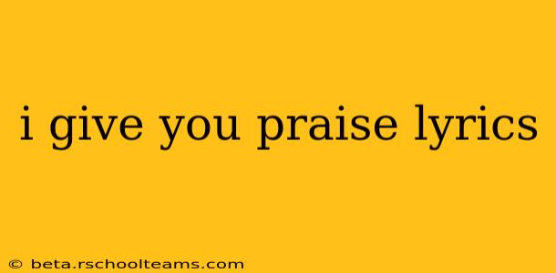 i give you praise lyrics