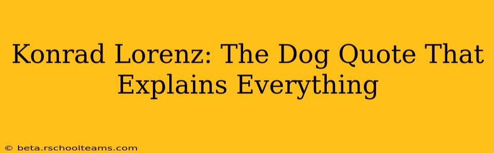 Konrad Lorenz: The Dog Quote That Explains Everything