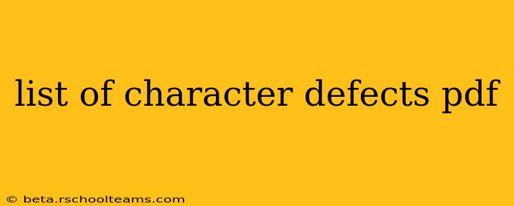 list of character defects pdf