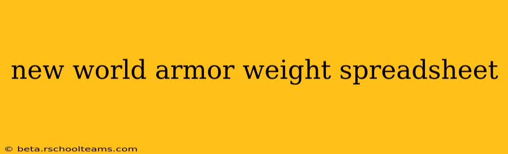 new world armor weight spreadsheet