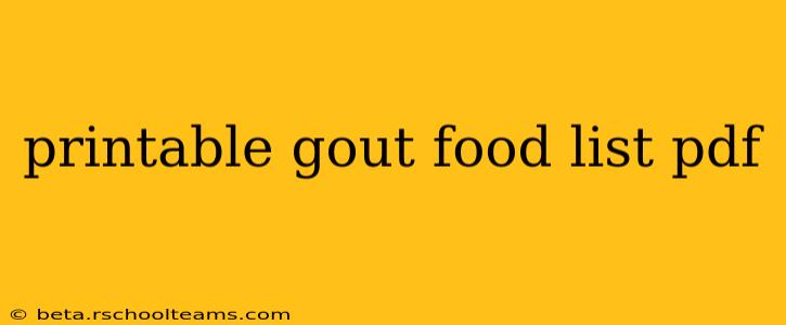 printable gout food list pdf