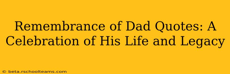 Remembrance of Dad Quotes: A Celebration of His Life and Legacy
