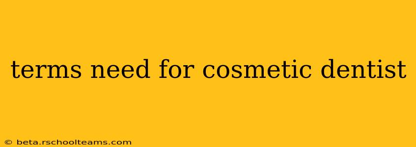 terms need for cosmetic dentist