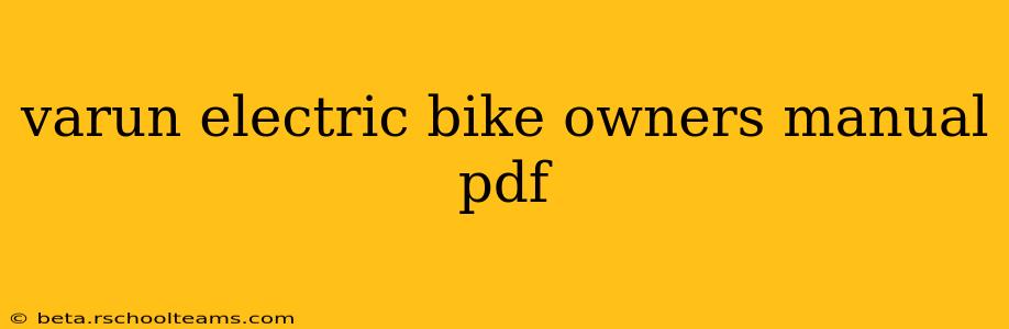 varun electric bike owners manual pdf