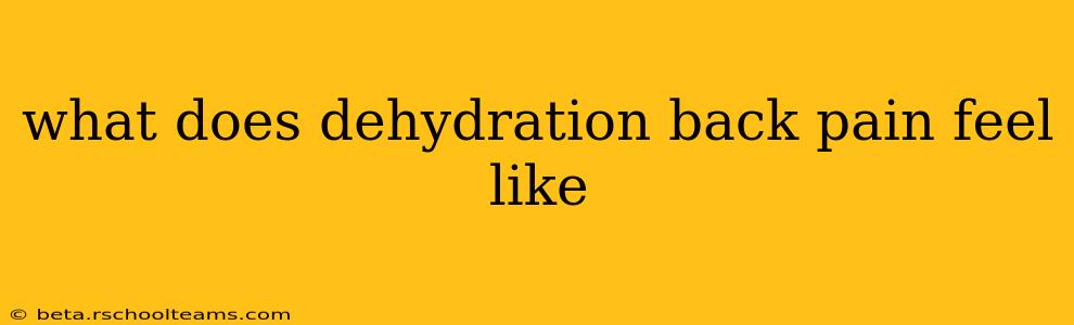 what does dehydration back pain feel like
