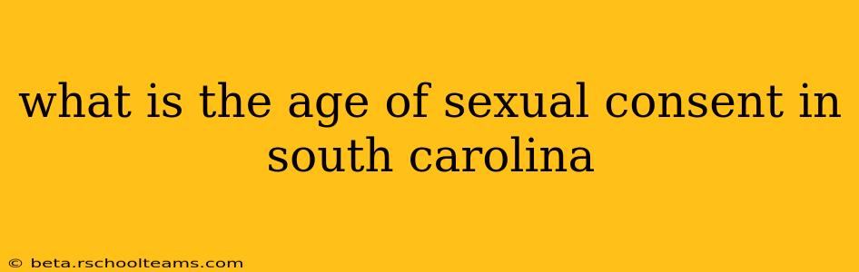 what is the age of sexual consent in south carolina