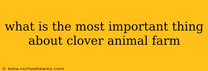 what is the most important thing about clover animal farm