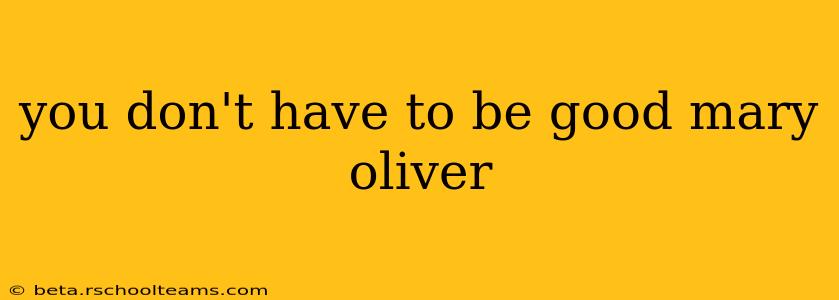 you don't have to be good mary oliver